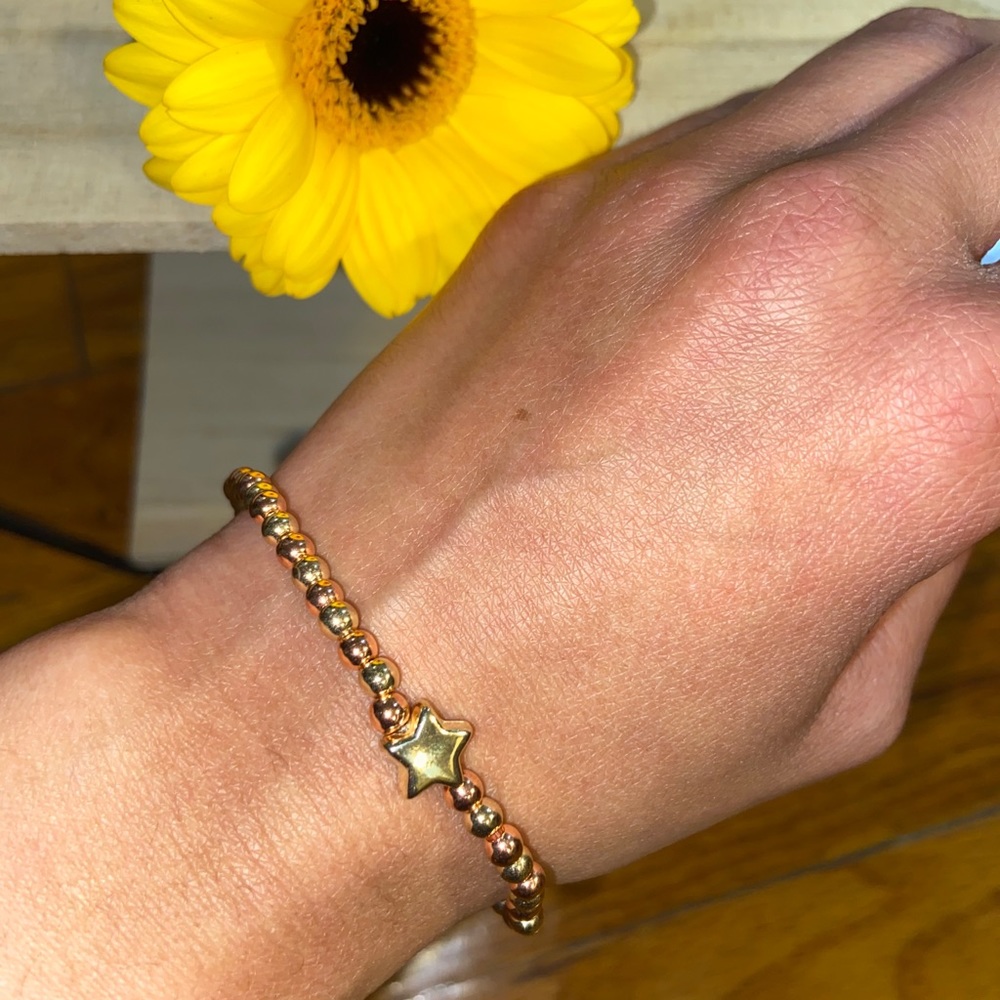 Handmade Star Rose Gold & Gold Bead Bracelet - Picture 3 of 5